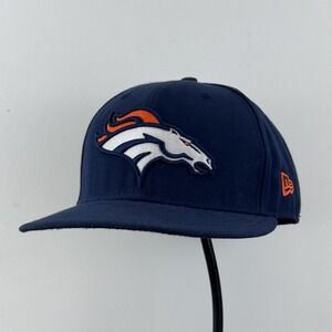 Denver Broncos Hat Cap Fitted Mens 7 3/4 Navy Blue NFL Football New Era